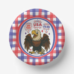 Bald Eagle mit Fireworks- USA 250 Years 1776-2026 Pappteller