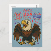 Bald Eagle mit Fireworks- USA 250 Years 1776-2026 Postkarte (Vorne/Hinten)