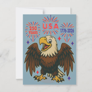 Bald Eagle mit Fireworks- USA 250 Years 1776-2026 Postkarte