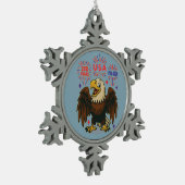 Bald Eagle mit Fireworks- USA 250 Years 1776-2026 Schneeflocken Zinn-Ornament (Links)