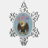 Bald Eagle mit Fireworks- USA 250 Years 1776-2026 Schneeflocken Zinn-Ornament (Rechts)