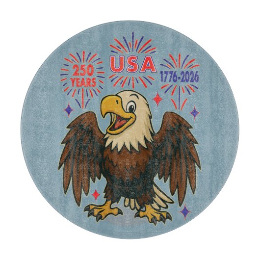 Bald Eagle mit Fireworks- USA 250 Years 1776-2026 Schneidebrett (Vorderseite)