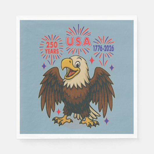 Bald Eagle mit Fireworks- USA 250 Years 1776-2026 Serviette (Vorderseite)