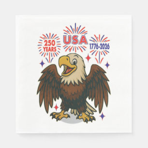 Bald Eagle mit Fireworks- USA 250 Years 1776-2026 Serviette