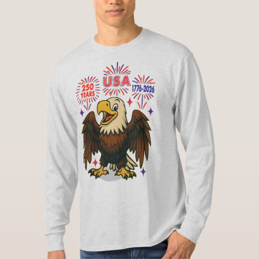 Bald Eagle mit Fireworks- USA 250 Years 1776-2026 T-Shirt (Vorderseite)