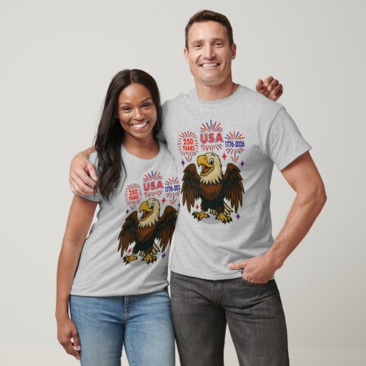 Bald Eagle mit Fireworks- USA 250 Years 1776-2026 T-Shirt (Unisex)