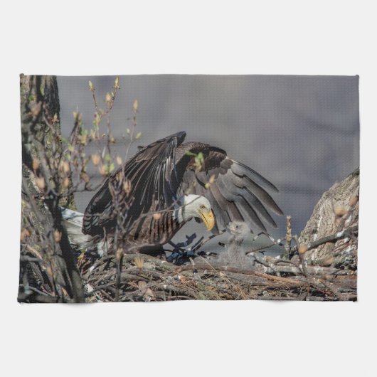 Bald Eagle mit ihrem Baby Handtuch (Horizontal)