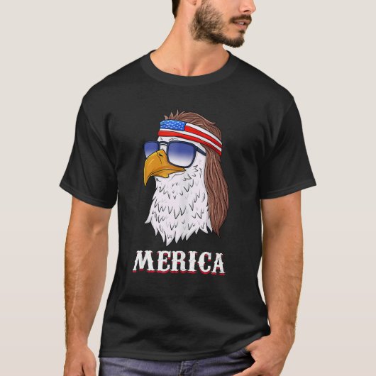 Bald Eagle Mullet Merica 4. Juli Patriotic T-Shirt (Vorderseite)