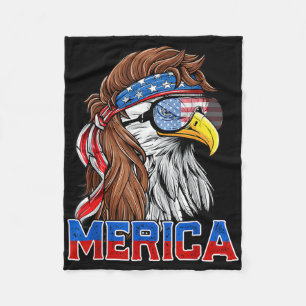 Bald Eagle Mullet Merica American Flag Patriotic 4 Fleecedecke