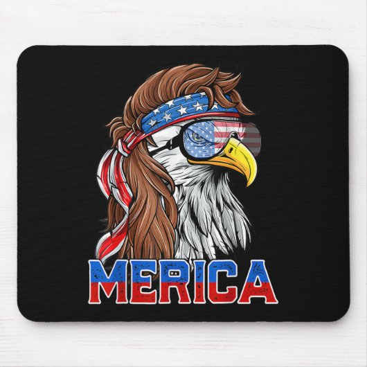 Bald Eagle Mullet Merica American Flag Patriotic 4 Mousepad (Vorne)