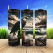 Bald Eagle oberhalb der Stormy Coast Thermosbecher