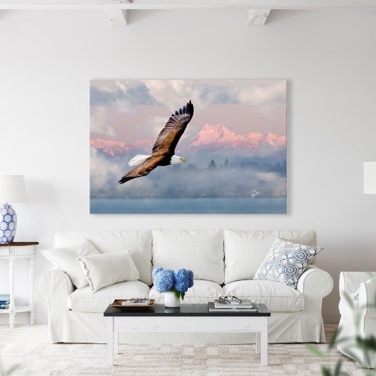 Bald Eagle Olympic Mtns Fine Art - 60"x40" Leinwanddruck