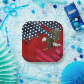 Bald Eagle on American Flag Abstract Pappteller (Party)