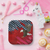 Bald Eagle on American Flag Abstract Pappteller (Party)