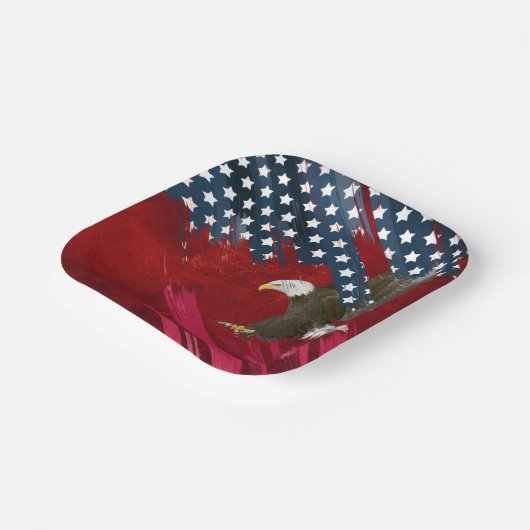 Bald Eagle on American Flag Abstract Pappteller (Gewinkelt)