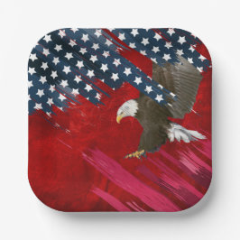 Bald Eagle on American Flag Abstract Pappteller