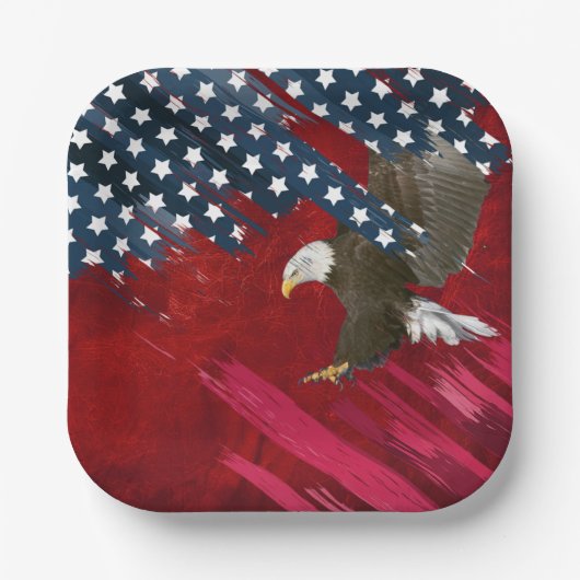 Bald Eagle on American Flag Abstract Pappteller (Vorderseite)