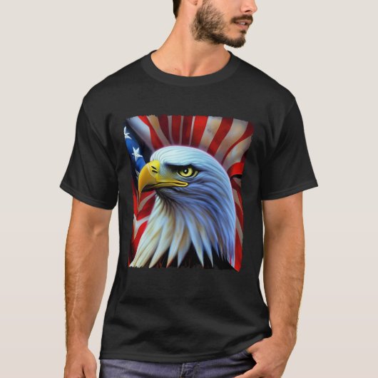Bald Eagle On American Flag USA 4th of July Party T-Shirt (Vorderseite)