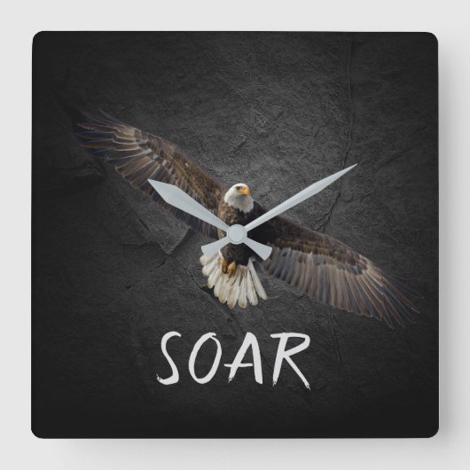 Bald Eagle on Black Rock Quadratische Wanduhr (Vorderseite)