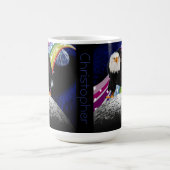 Bald Eagle on Moon Fun Rainbow Space Fans Name Kaffeetasse (Mittel)