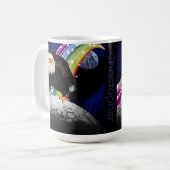 Bald Eagle on Moon Fun Rainbow Space Fans Name Kaffeetasse (Vorderseite Links)