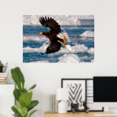 Bald Eagle Over Snow Poster (Heimbüro)