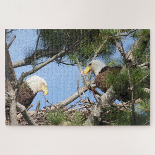Bald Eagle Pair neigt zum Nest Puzzle (Horizontal)