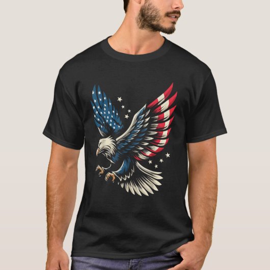 Bald Eagle Patriotic American Flag 4. Juli T-Shirt (Vorderseite)
