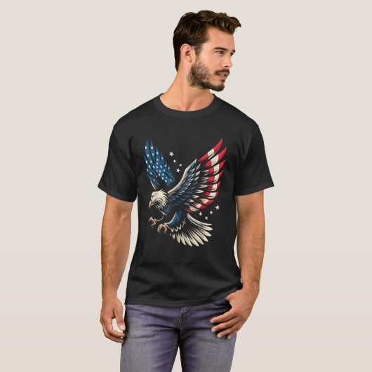 Bald Eagle Patriotic American Flag 4. Juli T-Shirt (Vorne ganz)