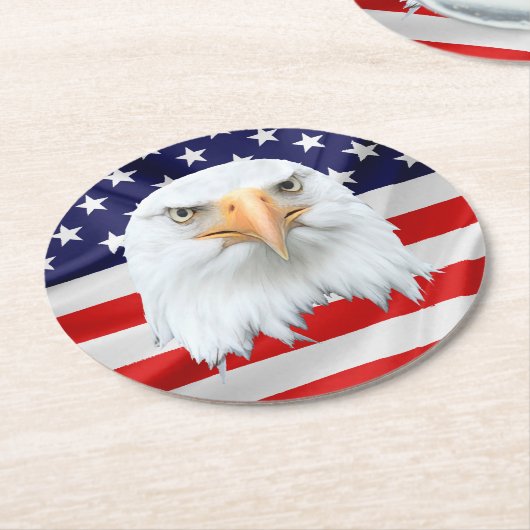 Bald Eagle phantastisch patriotisch Runder Pappuntersetzer (Angewinkelt)