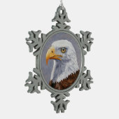 Bald Eagle Portrait Schneeflocken Zinn-Ornament (Links)