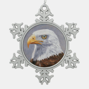 Bald Eagle Portrait Schneeflocken Zinn-Ornament