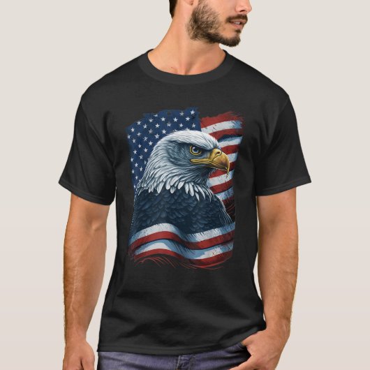 Bald Eagle Proud Patriotic American Flag 4. T-Shirt (Vorderseite)