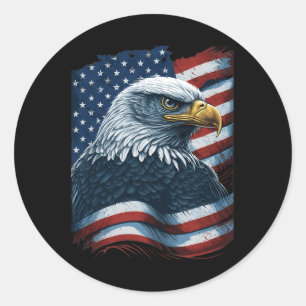 Bald Eagle Proud Patriotic American Us Flag 4. Runder Aufkleber
