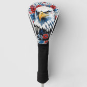 Bald Eagle Red White und Blue Floral USA Golf Headcover (Vorderseite)