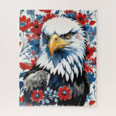 Bald Eagle Red White und Blue Floral USA Puzzle (Vertikal)