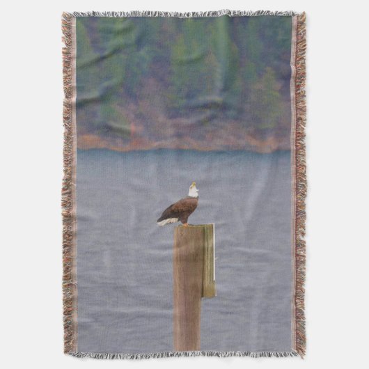 Bald Eagle ruft von der Post am See Decke (Vorderseite Vertikal)