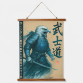 Bald Eagle Samurai Warrior - Japanischer Tintensti Wandteppich Mit Holzrahmen (Vorderseite)