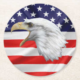Bald Eagle schön patriotisch Runder Pappuntersetzer