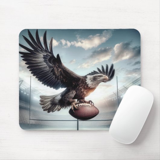 Bald Eagle Scoring a Touchdown Mousepad (Mit Mouse)