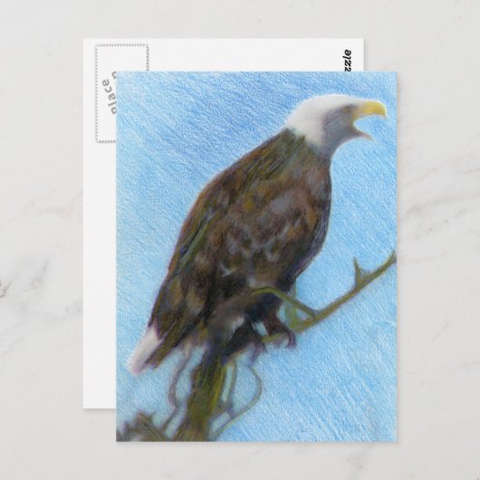 Bald Eagle Screaming in a Tree Postkarte (Vorne/Hinten)