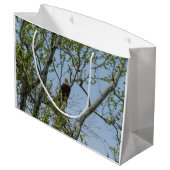 Bald Eagle Smile Große Geschenktüte (Rückseite Schrägansicht)