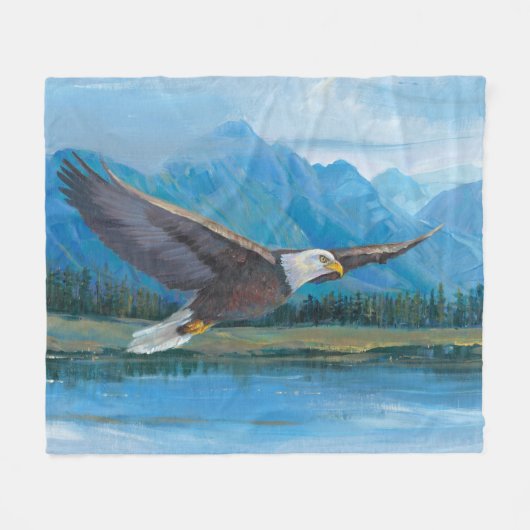 Bald Eagle Soaring Fleecedecke (Vorderseite (Horizontal))