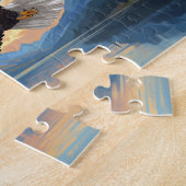 Bald Eagle Soaring Mountain Lake Sunset Art Puzzle (Seite)