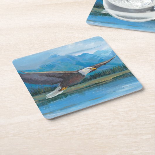 Bald Eagle Soaring Rechteckiger Pappuntersetzer (angewinkelt)