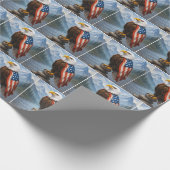 Bald Eagle trägt ein amerikanisches Flaggenkap Geschenkpapier (Ecke)