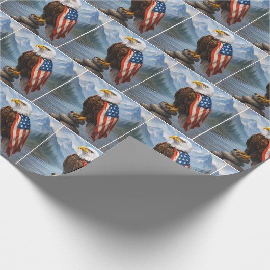 Bald Eagle trägt ein amerikanisches Flaggenkap Geschenkpapier (Ecke)