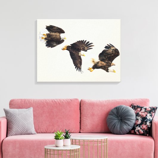 Bald Eagle Triple Flight Leinwanddruck (Insitu (Wohnzimmer))