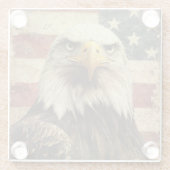 Bald Eagle über amerikanische Flagge Glasuntersetzer (Rückseite)