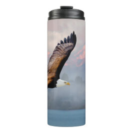 Bald Eagle über olympischen Bergen Schöne Kunst Thermosbecher